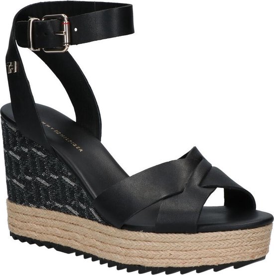 Tommy Hilfiger TH Raffia Zwarte Sandalen Dames 40 | bol.com
