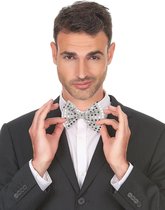 Elite - Zilverkleurige vlinderdas met stippen voor volwassenen - Accessoires > Strikken
