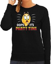 Funny emoticon sweater Oops its party time zwart dames L