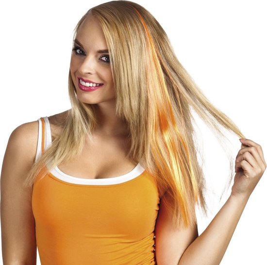 Boland - Hairextension Oranje - Haarclip - Volwassenen - Koningsdag - Boland