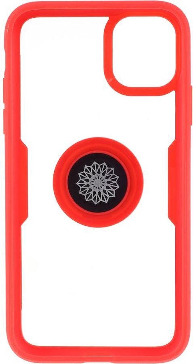Handige telefoonhoes met vingerring voor iPhone 11 6.1 inch- Rood
