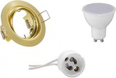 LED Spot Set - Trion - GU10 Fitting - Inbouw Rond - Mat Goud - 4W - Warm Wit 3000K - Kantelbaar Ø83mm - BSE