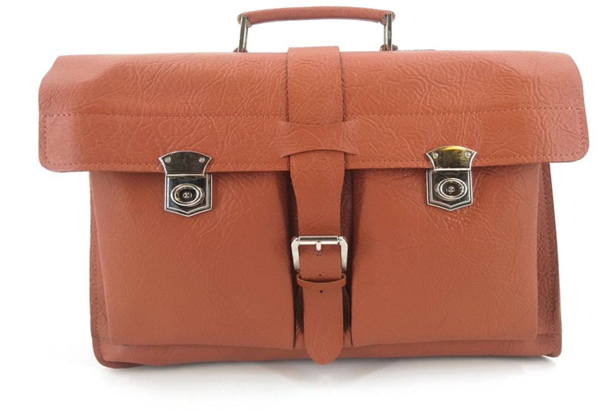 Alassio schooltas - leer - bruin - JU-6208001