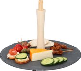 Plat de service Alpina pour snacks / amusements - rond - 30x30cm - avec env.100 bâtonnets à cocktail en bambou