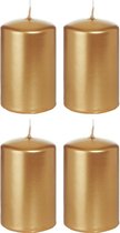 4x Gouden cilinderkaarsen/stompkaarsen 5 x 8 cm 18 branduren - Geurloze goudkleurige kaarsen - Woondecoraties