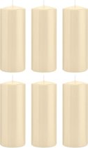6x Bougies cylindriques / bougies pilier blanc crème 8 x 20 cm 119 heures de combustion - Bougies sans parfum - Décorations pour la maison