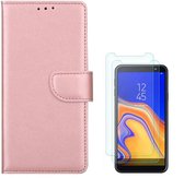 Samsung Galaxy J6 2018 Portemonnee hoesje Rose Goud met 2 stuks Glas Screen protector