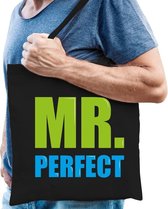 Mr. perfect cadeau tas zwart voor heren cadeau katoenen tas zwart voor heren - kado tas / tasje / shopper