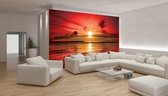 Papier peint photo Polaire | Mer, Coucher de Soleil | Rouge | 368x254cm (lxh)