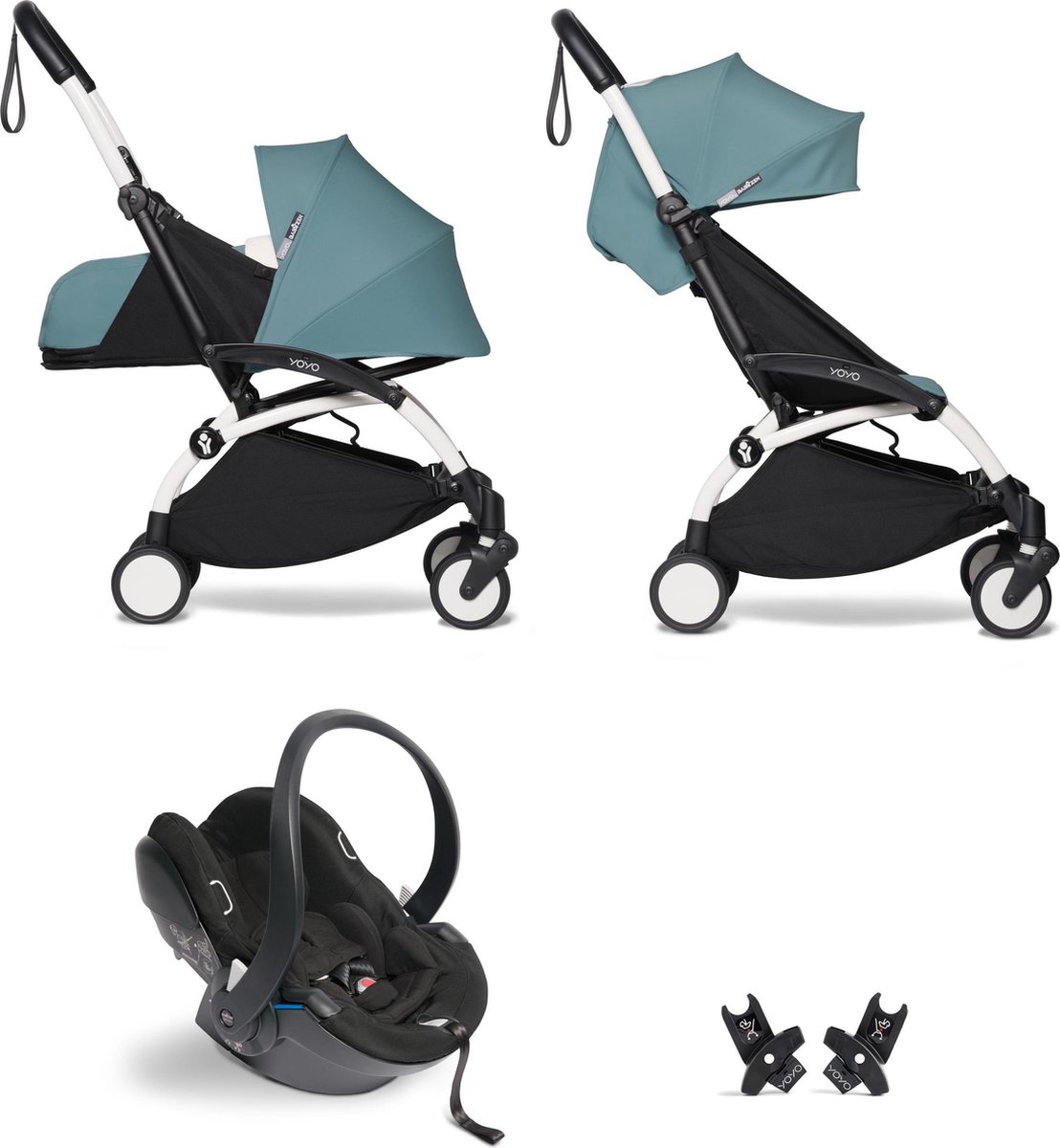 Babyzen YOYO² buggy COMPLEET / FULL SET 0+ en 6+ aqua frame wit incl. YOYO² BeSafe autostoel zwart Babyzen YOYO² buggy COMPLEET / FULL SET 0+ en 6+ aqua frame wit incl. YOYO² BeSafe autostoel zwart