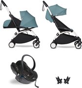 Babyzen YOYO² buggy COMPLEET / FULL SET 0+ en 6+ aqua frame wit incl. YOYO² BeSafe autostoel zwart