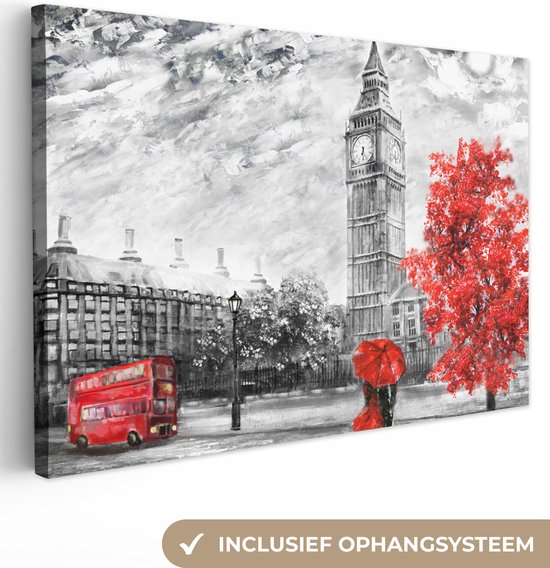 Toile - Peinture - Peinture à l'huile - Big Ben - Londres - 150x100 cm - Peintures sur toile - Décoration murale Art