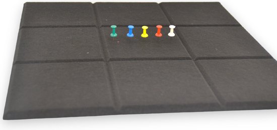 Prikbord Vilt Zelfklevend - Grijs - 4 Stuks inclusief Punaises - Muurbord van Vilt - Flokoo