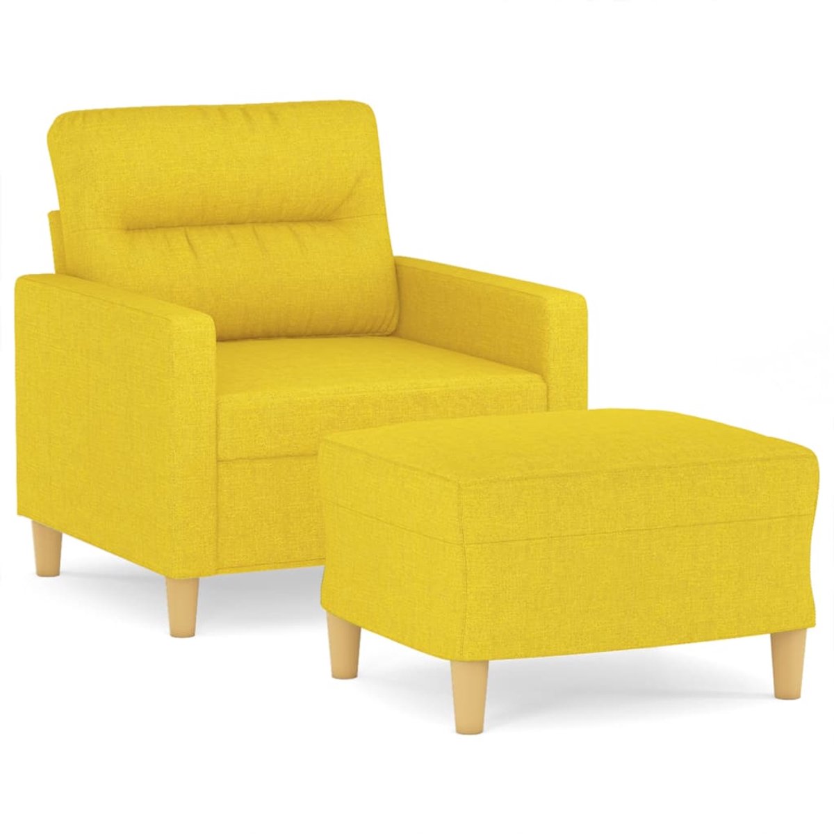 vidaXL Fauteuil - met - voetenbank - 60 - cm - stof - lichtgeel