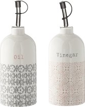 Essig-olie flessen Cecile Retro Essig und Öl Flaschen Set 7,0 x H 20 cm, grijs roze, keramiek, 2-delige set.