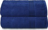 2-delige set extra grote katoenen badhanddoeken, 70 x 140 cm, ultra absorberend, compact, sneldrogend en licht, marineblauw