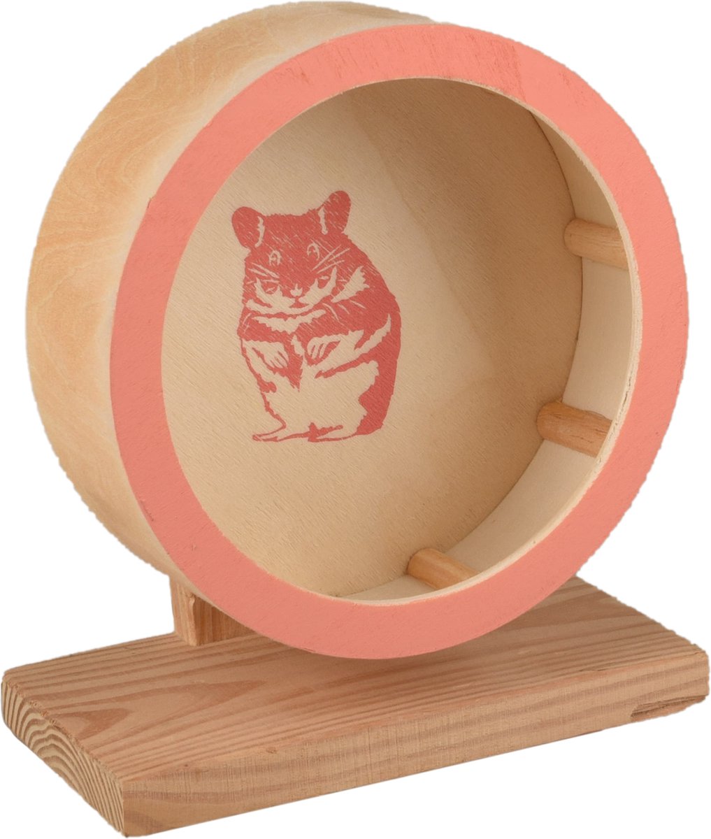 Flamingo Danco - Speelgoed Knaagdier - Ks Looprad Danco Hout Zalm Roze S Dia. 14,5cm - 1st - 127187 - 1st