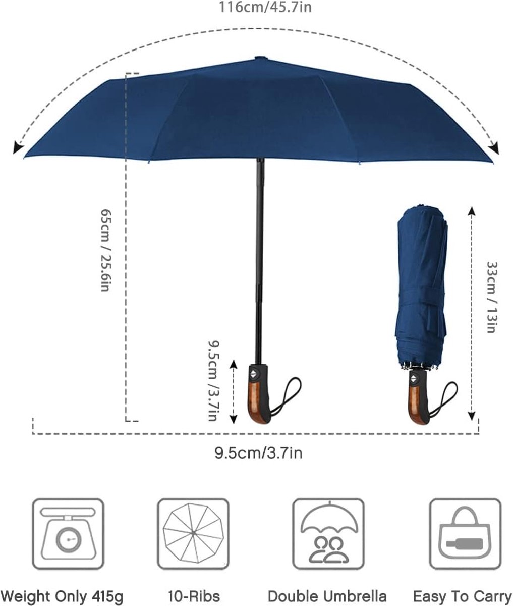 Paraplu Winddichte, Opvouwbare Paraplu Storm Automatische Parasol UV-bescherming Paraplu Waterbestendige Teflon Zakelijke Paraplu Windbestendige zon Regen Draagbaar Reisparaplu - Blauw — cadeau in Mode & Accessoires - foto 4