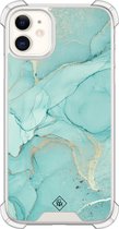 Casimoda® hoesje - Geschikt voor iPhone 11 - Marmer mint groen - Shockproof case - Extra sterk - Siliconen/TPU - Mint, Transparant
