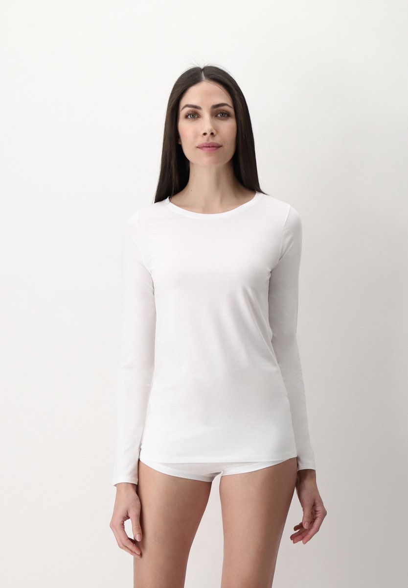 Oroblu Dames Perfect Line Cotton T-Shirt Long Sleeve - Kleur Wit - Maat XL