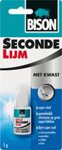Bison Secondelijm Vloeibaar met kwast, sterke secondelijm, met aanbrengkwast, vaatwasser bestendig, water resistent, voor iedere reparatie in en om het huis