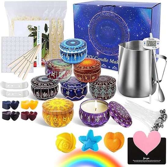 thumbnail: JOYBOY Kaarsenmakingsset Doe-Het-Zelf - Complete Geurkaarsen Kit Met 8 Potten, 80 Lonten & Accessoires