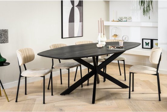 Eettafel Elin Deens ovaal, 230 cm - zwart | BY-OLAF
