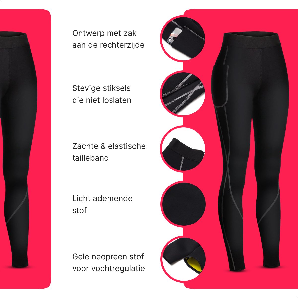 Sauna Broek - Lang | Compressie Legging | Met Zak | Thermisch | Afslankbroek | Neopreen Zweet Broek (2026) — afbeelding 4