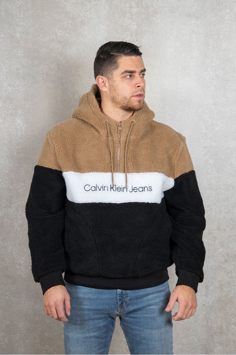 Calvin Klein Jeans Sherpa Blocking Hwk Hoodie - Creme - S