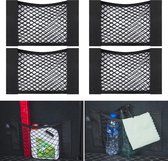 Lot De 4 Filets De Rangement Voiture Adhésifs - Organisateur Coffre Et Siège Arrière 40x25 Cm, Maille Élastique Noire Ultra Résistante