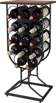 Vrijstaand wijnrek, flessenrek wijnrek rustieke stijl, biedt plaats aan 14 flessen wijnrek, wijnfleshouder vrijstaande basis, decoratief wijnrek stapelbaar wijnrek metaal