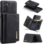DG Ming Coque pour Samsung Galaxy S24 - Coque arrière avec porte-carte magnétique - Coque de téléphone avec porte-carte à l'arrière Zwart