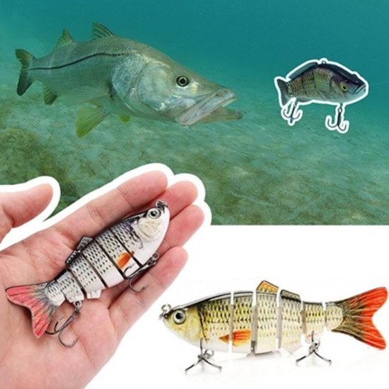Realistische kunstaas "Multiplaza" met 6 swimbait - segmenten 10 cm - 18 gram - Lokaas - Hengelsport - vissen - snoek - 3d ogen - levendig - roofvissen van Multiplaza — afbeelding 4