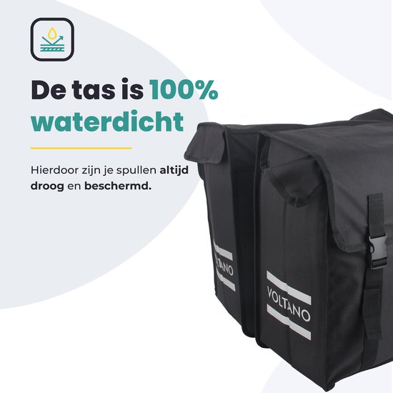 Voltano Dubbele Fietstas XXL - Zwart - 60 Liter - Waterdicht - Universele bevestiging - Grote Fietstassen Elektrische Fietsen van Voltano — afbeelding 5