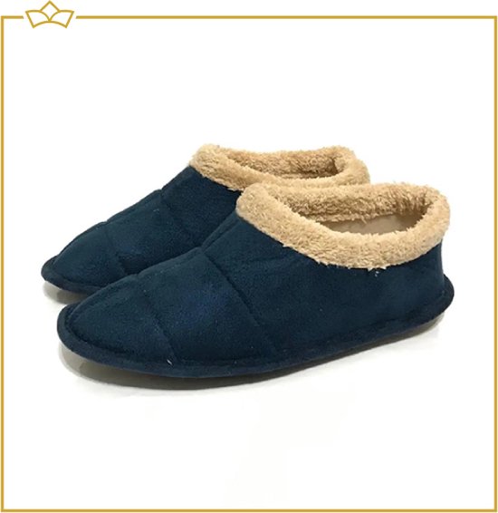 ATTREZZO® Sloffen met warme voering - Hoog model - Blauw - Maat 40 - pantoffels - Altijd warme voeten!