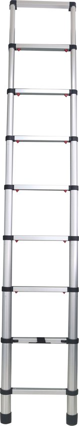 Ansobea Telescopische ladder, uitschuifbare ladder aluminium, anti-slip vouwladder, multifunctionele ladder, 150 kg belastbaarheid, aluminium ladder, 2,5 m 2,5 m