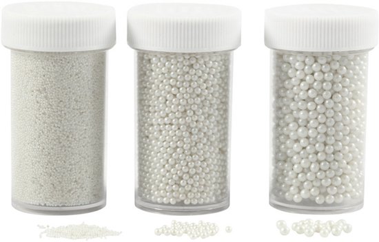 Mini pierres de verre taille 0 6-0 8 + 1 5-2 + 3 mm nacre 3 boites
