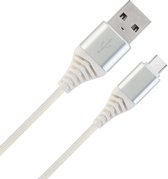 Oplaadkabel USB-C Kabels Gevlochten Nylon USB C naar USB A - USB C kabel Datakabel - Wit - 2 meter