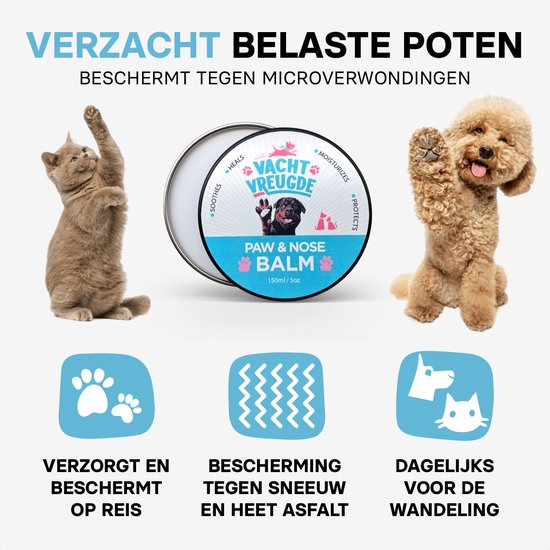 Vacht Vreugde Paw balm - Natuurlijke Potenbalsem Hond en Kat 150 ML - Hydraterende Pootverzorging met Paw Wax - Balsem voor Droge Poten - Vacht Vreugde