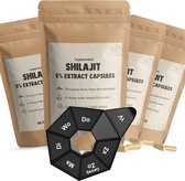 Cupplement - 4 Zakken Shilajit 60 Capsules - Inclusief Pillendoos - 5% Extract Resin - 500 MG Per Capsule - 100% Pure - Superfood - Geen Poeder - Uit de Himalayan - Testosteron