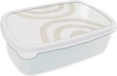 Broodtrommel Wit - Lunchbox Regenboog - Pastel - Design - Abstract - Brooddoos 18x12x6 cm - Brood lunch box - Broodtrommels voor kinderen en volwassenen
