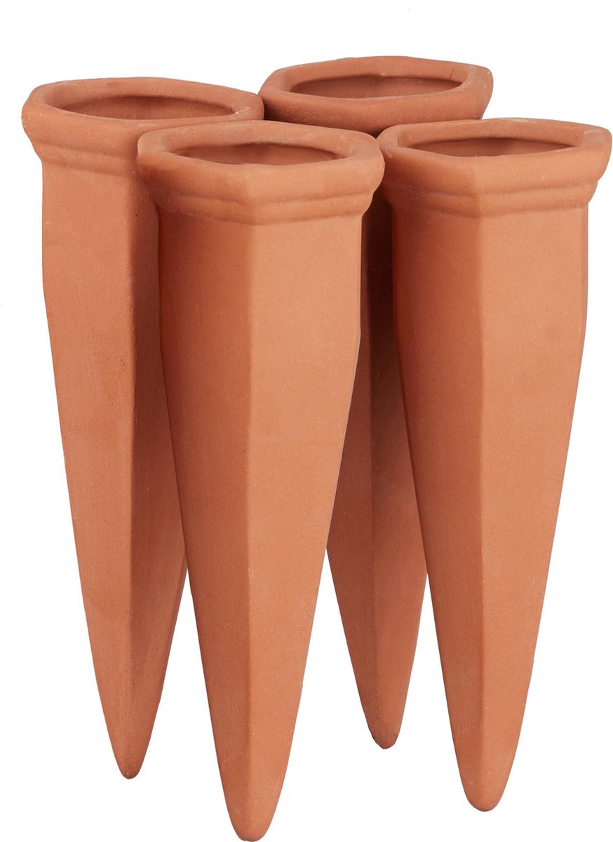 Relaxdays druppelsysteem voor petfles set van 4 stuks bewateringssysteem terracotta