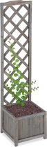Relaxdays plantenbak met klimrek - bloembak met trellis - grijs - weerbestendig - balkon - L