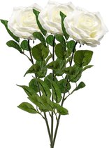 Emerald Kunstbloem roos Marleen - 3x - creme - 63 cm - decoratie bloemen