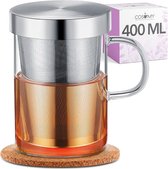 ecooe Tasse à thé avec infuseur à thé et couvercle, 420 ml(Pleine