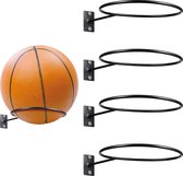4 pièces supports de balle en métal noir support de balle de stockage de balle de montage mural support de balle mural support de balle mural avec vis pour basket-ball football volley-ball