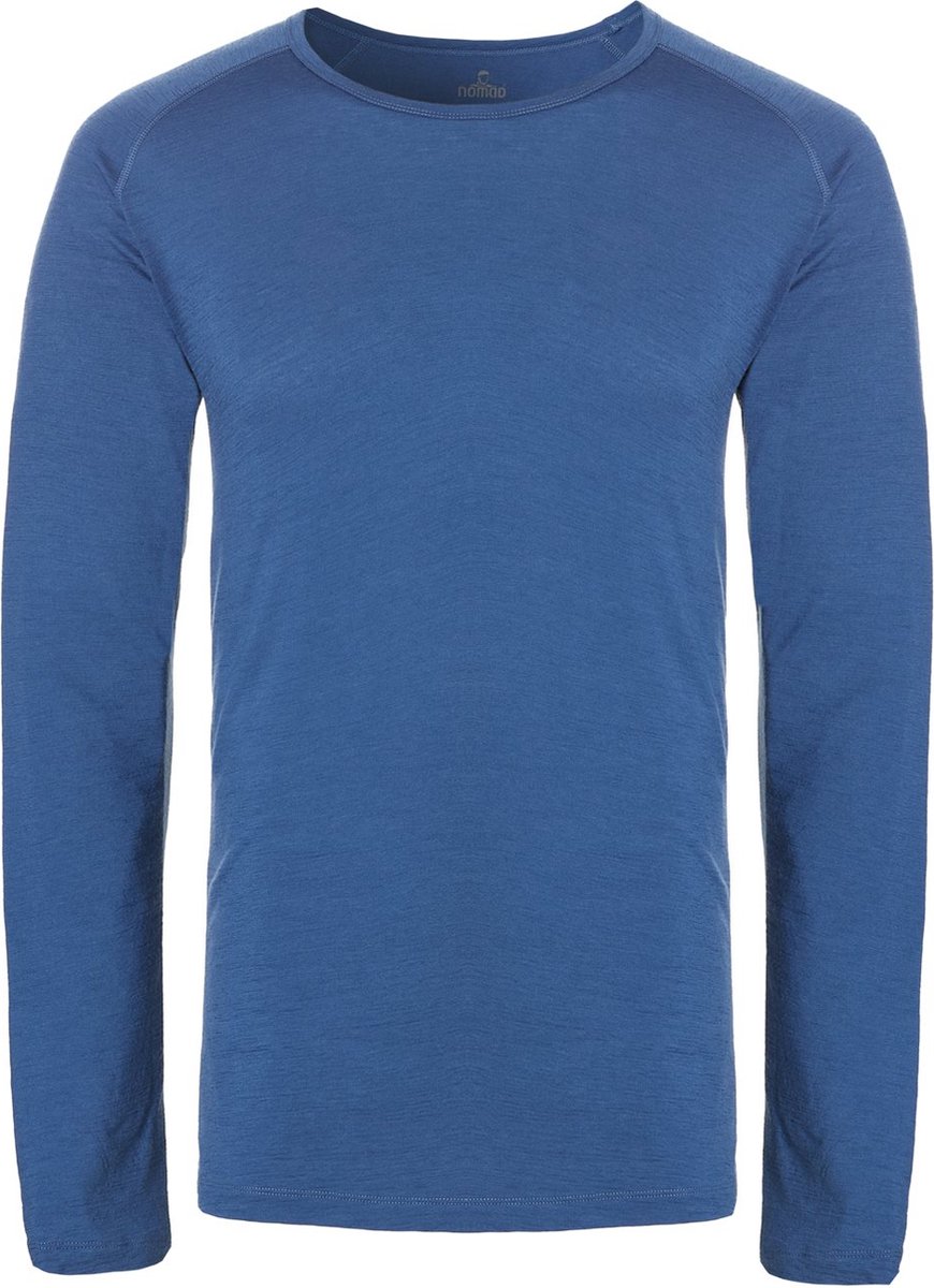 NOMAD® Pure Merino Longsleeve Heren | Blauw | S | Lange Mouw Thermoshirt | 100% Merinowol