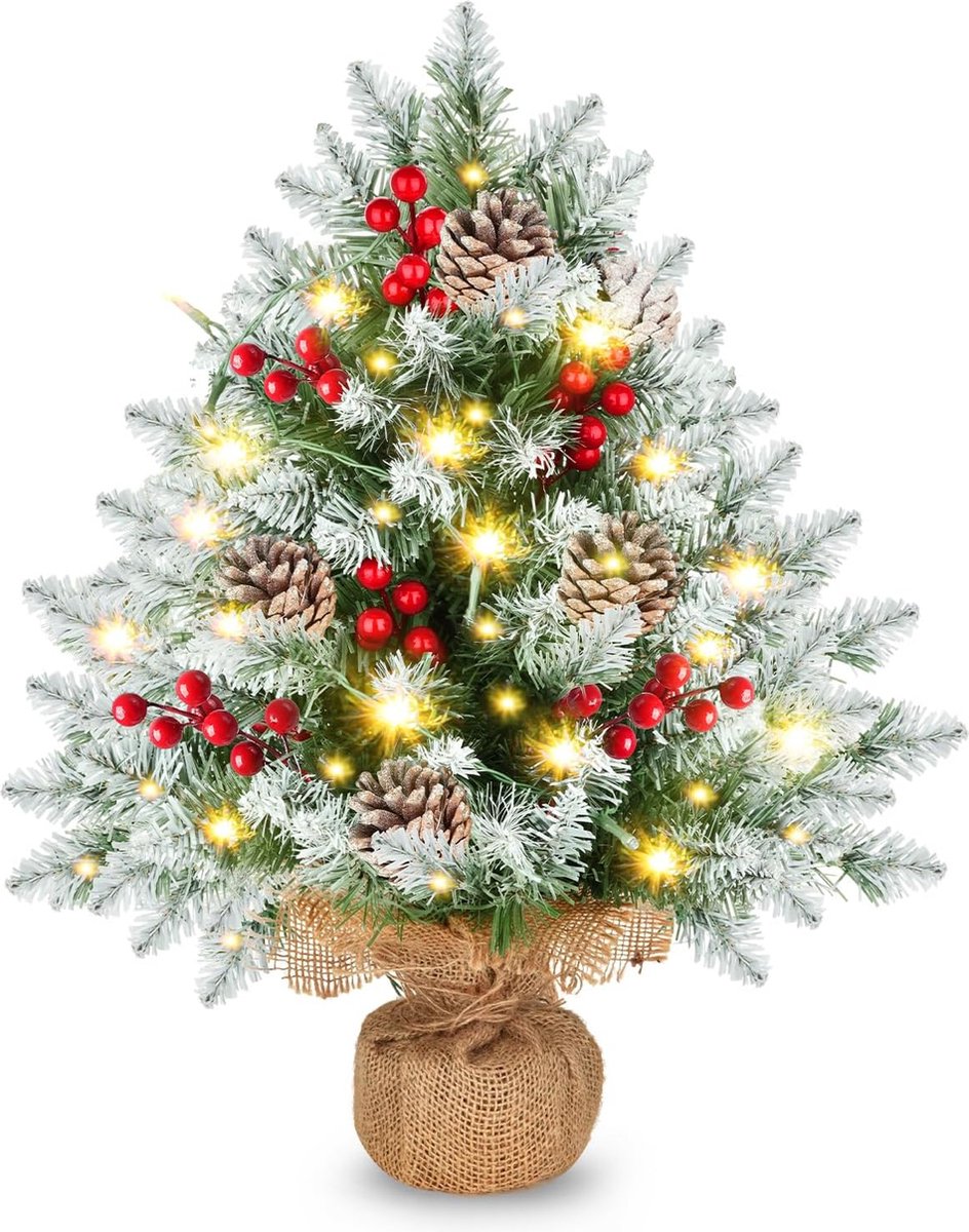 24 inch groene vezel optische kerstboom, voorverlichte kunstmatige mini- kerstboom, tafelblad kleine kerstboom met sterren vakantiehuisdecoraties