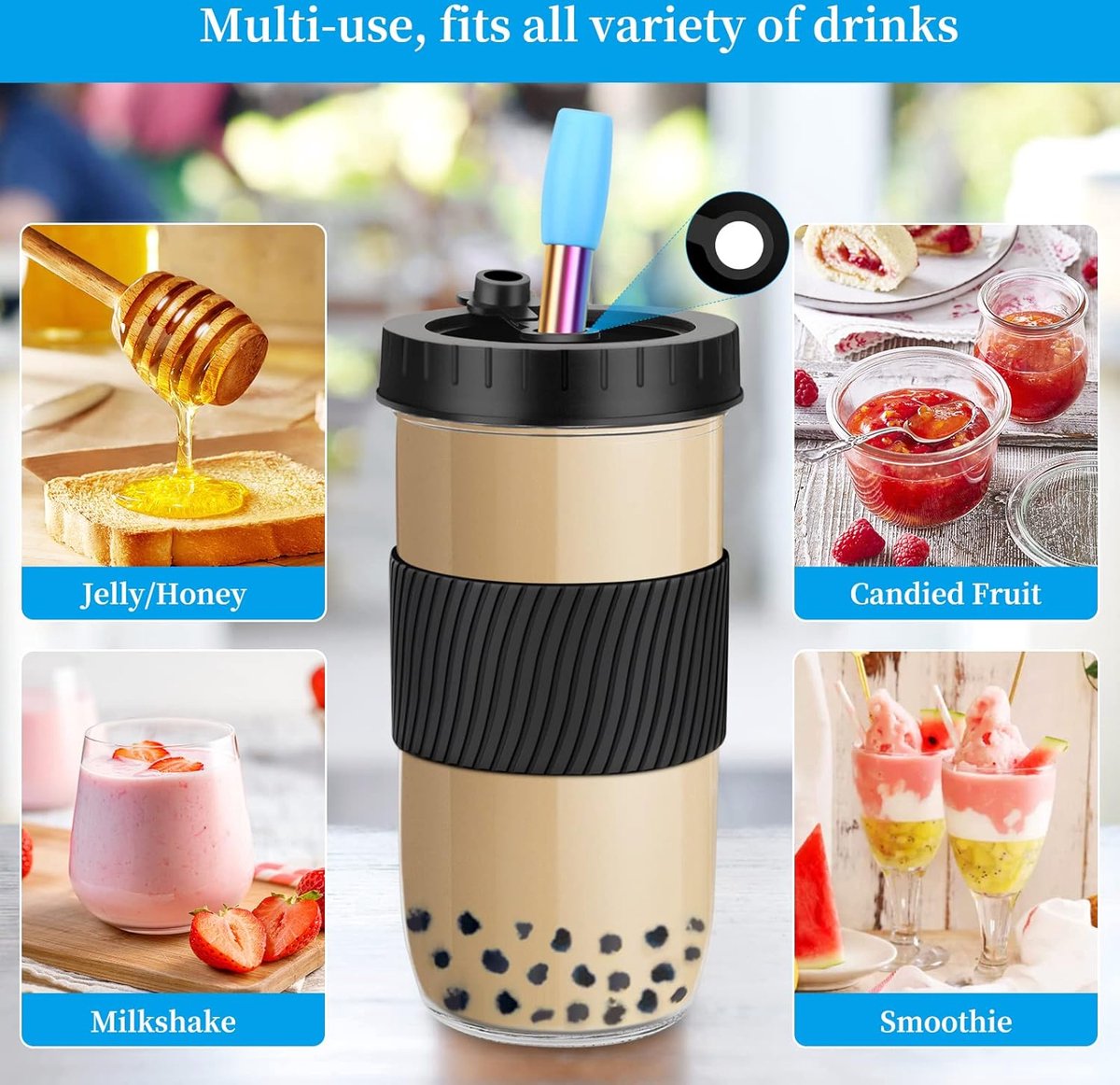 Lot De 2 Gobelets Réutilisables Pour Thé Aux Perles De 730 Ml