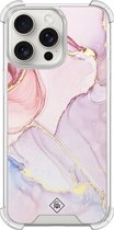 Casimoda® hoesje - Geschikt voor iPhone 15 Pro Max - Marmer roze paars - Shockproof case - Extra sterk - TPU/polycarbonaat - Paars, Transparant